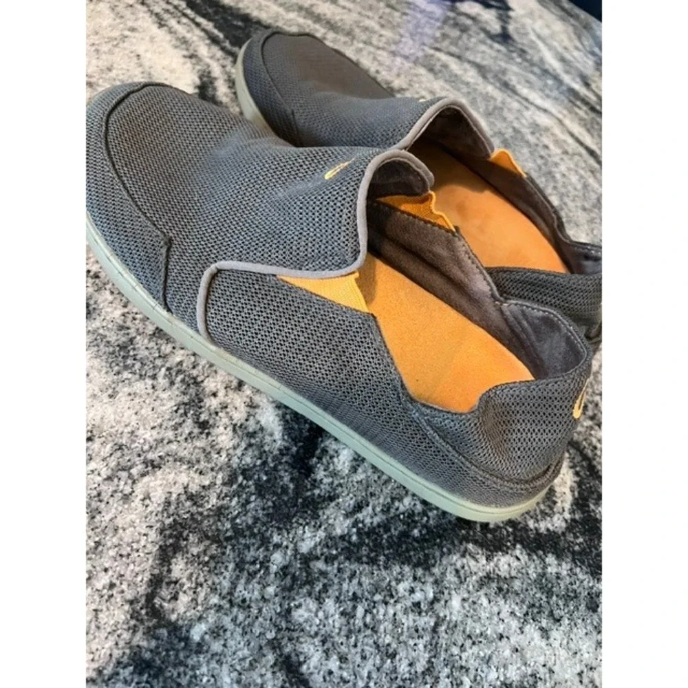 OluKai Nohea Mesh Men 9 Grey Good Drop-in Heel Slip On Shoes 10188-4242 Hawaiin